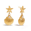 Wholesale Stainless Steel Pearl Geometric Starfish Pendant Earrings Electroplated Original Design Minimalist Women's Jewelry