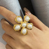 Wholesale Stainless Steel Pearl Hammered Geometric Earrings With 18K Gold Electroplating For Women
