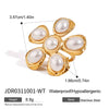 Wholesale Stainless Steel Pearl Hammered Geometric Earrings With 18K Gold Electroplating For Women