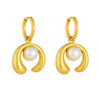 Wholesale Stainless Steel Pearl Horseshoe Design Goldplated Fashion Jewelry Earrings For Women