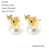 Wholesale Stainless Steel Pearl Inlaid Geometric Earrings For Women Simple Style