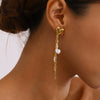 Wholesale Stainless Steel Pearl Love Tassel Earrings With Bow Tie Pattern And Electroplating Treatment For Women