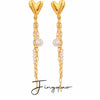 Wholesale Stainless Steel Pearl Love Tassel Earrings With Bow Tie Pattern And Electroplating Treatment For Women