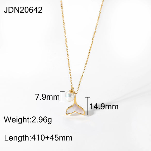 Wholesale Stainless Steel Pearl Necklace Accessories With Overlapping Bracelet And Flower Titanium Steel Ring Electroplated