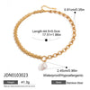 Wholesale Stainless Steel Pearl Necklace With Geometric Pattern Titanium Steel Pendant Electroplated Light Luxury Minimalist Style For Women