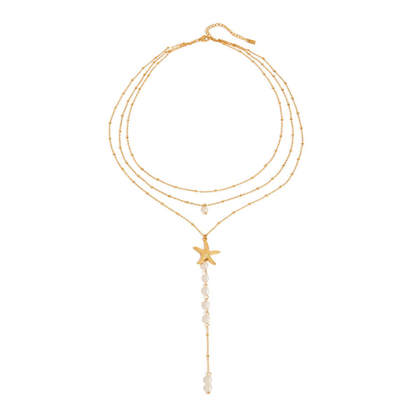 Wholesale Stainless Steel Pearl Necklace With Titanium Steel Starfish Accessories Electroplated Geometric Shaped For Women