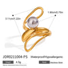 Wholesale Stainless Steel Pearl Ring With Geometric Design And Electroplating For Women