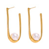 Wholesale Stainless Steel Pearl Ushaped Design Women's Earrings With Electroplating Treatment