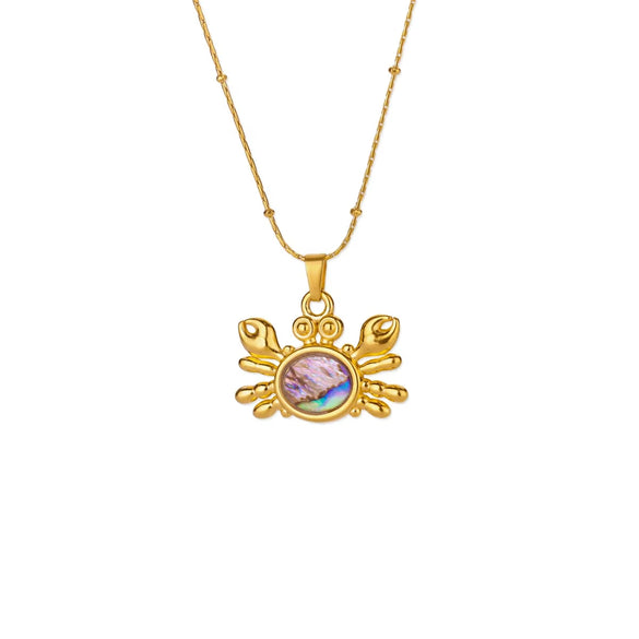 Wholesale Stainless Steel Pendant Necklace With Crab Seahorse Shell Design And Dripping Oil Style 18K Gold Plated