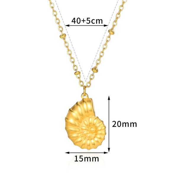 Wholesale Stainless Steel Pendant Necklace With Crab Seahorse Shell Design And Dripping Oil Style 18K Gold Plated