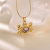 Wholesale Stainless Steel Pendant Necklace With Crab Seahorse Shell Design And Dripping Oil Style 18K Gold Plated