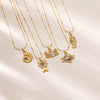 Wholesale Stainless Steel Pendant Necklace With Crab Seahorse Shell Design And Dripping Oil Style 18K Gold Plated