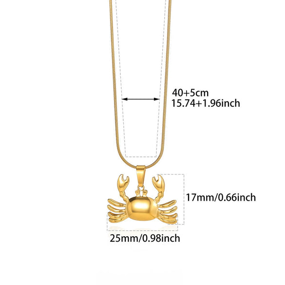 Wholesale Stainless Steel Pendant Necklace With Crab Seahorse Shell Design And Dripping Oil Style 18K Gold Plated