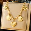 Wholesale Stainless Steel Pendant Necklace With Goldplated Ochain Retro Heavy Industry Style Bow And Heart Shape Design