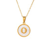 Wholesale Stainless Steel Pendant Necklace With White Shell Inlay Hammered Cross Chain For Women Featuring Letters Numbers Text Design With Polished Plating
