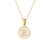 Wholesale Stainless Steel Pendant Necklace With White Shell Inlay Hammered Cross Chain For Women Featuring Letters Numbers Text Design With Polished Plating