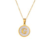 Wholesale Stainless Steel Pendant Necklace With White Shell Inlay Hammered Cross Chain For Women Featuring Letters Numbers Text Design With Polished Plating