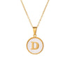 Wholesale Stainless Steel Pendant Necklace With White Shell Inlay Hammered Cross Chain For Women Featuring Letters Numbers Text Design With Polished Plating