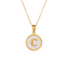 Wholesale Stainless Steel Pendant Necklace With White Shell Inlay Hammered Cross Chain For Women Featuring Letters Numbers Text Design With Polished Plating