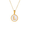 Wholesale Stainless Steel Pendant Necklace With White Shell Inlay Hammered Cross Chain For Women Featuring Letters Numbers Text Design With Polished Plating