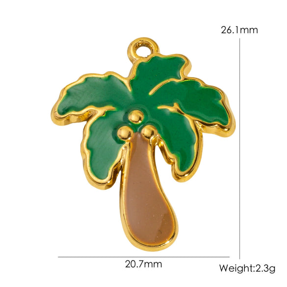 Wholesale Stainless Steel Pendant With Oil Dripping Coconut Tree Pattern Electroplated For Necklace And Bracelet