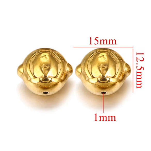 Wholesale Stainless Steel Perforated Round Baroque Style Totem Pattern 18K Gold Plated Spacer Beads For Diy Pendant Necklace And Bracelet Jewelry