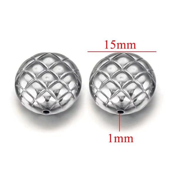 Wholesale Stainless Steel Perforated Round Baroque Style Totem Pattern 18K Gold Plated Spacer Beads For Diy Pendant Necklace And Bracelet Jewelry