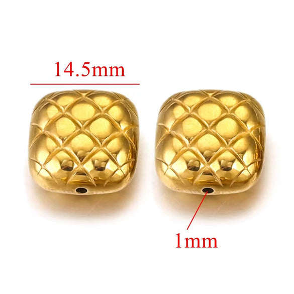 Wholesale Stainless Steel Perforated Round Baroque Style Totem Pattern 18K Gold Plated Spacer Beads For Diy Pendant Necklace And Bracelet Jewelry