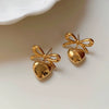 Wholesale Stainless Steel Personality Bowknot Heart Stud Earrings For Women