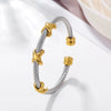 Wholesale Stainless Steel Personality Twist Wire Opening Adjustable Geometric Pattern Electroplated Bracelet