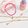Wholesale Stainless Steel Pink Bow Love Geometric Bracelet For Women With Electroplating Light Luxury High End Hand Jewelry