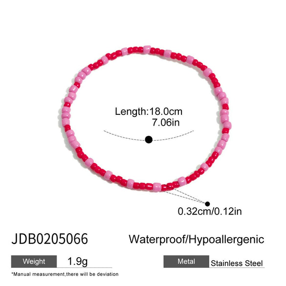 Wholesale Stainless Steel Pink Bow Love Geometric Bracelet For Women With Electroplating Light Luxury High End Hand Jewelry