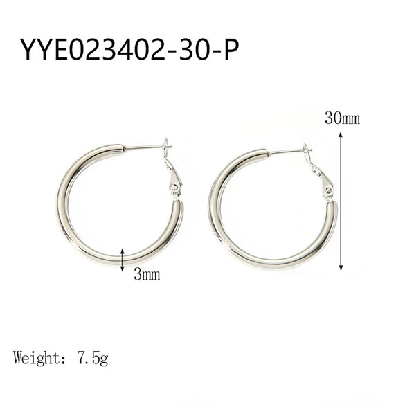 Wholesale Stainless Steel Plain Hoop Earrings For Women Geometric Style 18K Gold Plated Vacuum Real Gold Electroplated In Pvd Furnace