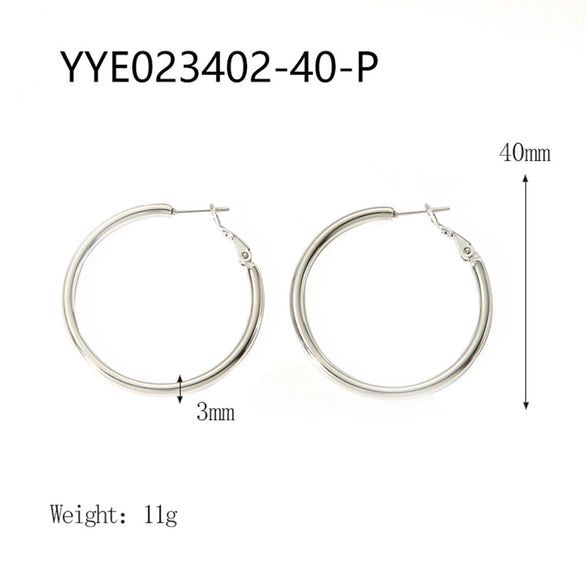 Wholesale Stainless Steel Plain Hoop Earrings For Women Geometric Style 18K Gold Plated Vacuum Real Gold Electroplated In Pvd Furnace