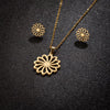 Wholesale Stainless Steel Plant Flower Palm Leaf Pendant Earrings Three Piece Set With Electroplating For Women Autumn And Winter 2024