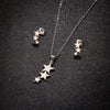 Wholesale Stainless Steel Plant Flower Palm Leaf Pendant Earrings Three Piece Set With Electroplating For Women Autumn And Winter 2024
