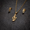 Wholesale Stainless Steel Plant Flower Palm Leaf Pendant Earrings Three Piece Set With Electroplating For Women Autumn And Winter 2024