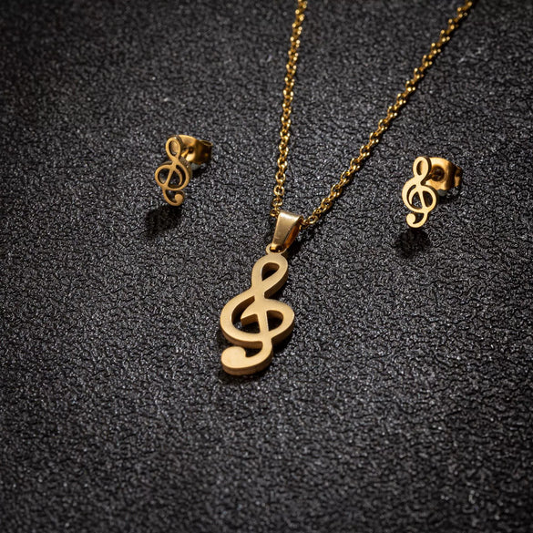 Wholesale Stainless Steel Plant Flower Palm Leaf Pendant Earrings Three Piece Set With Electroplating For Women Autumn And Winter 2024