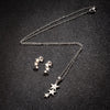 Wholesale Stainless Steel Plant Flower Palm Leaf Pendant Earrings Three Piece Set With Electroplating For Women Autumn And Winter 2024