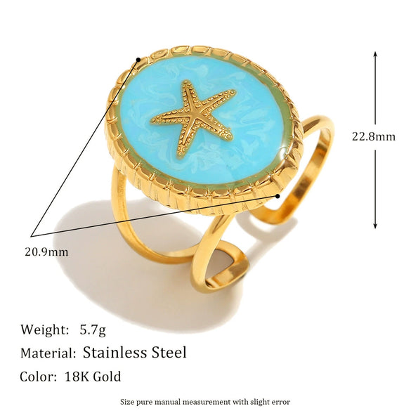 Wholesale Stainless Steel Plated 18K Gold Cross Line Fishbone Flower Crab Tortoise Open Ring With Geometric Shape And Electroplating For Women