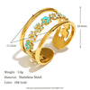 Wholesale Stainless Steel Plated 18K Gold Cross Line Fishbone Flower Crab Tortoise Open Ring With Geometric Shape And Electroplating For Women
