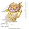Wholesale Stainless Steel Plated 18K Gold Cross Line Fishbone Flower Crab Tortoise Open Ring With Geometric Shape And Electroplating For Women