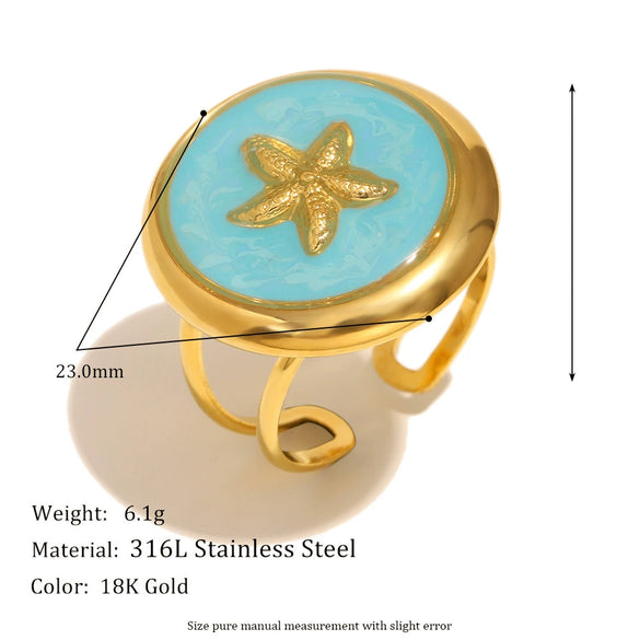 Wholesale Stainless Steel Plated 18K Gold Cross Line Fishbone Flower Crab Tortoise Open Ring With Geometric Shape And Electroplating For Women