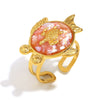 Wholesale Stainless Steel Plated 18K Gold Cross Line Fishbone Flower Crab Tortoise Open Ring With Geometric Shape And Electroplating For Women