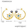 Wholesale Stainless Steel Plated 18K Gold Enamel Glaze Geometric Light Eyes C Ring Exaggerated Earrings For Women With Electroplating