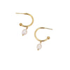 Wholesale Stainless Steel Plated Real Gold Natural Freshwater Pearl Geometric Earrings For Women
