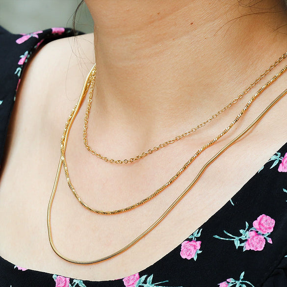 Wholesale Stainless Steel Plated U Shaped Stacked Women's Clavicle Necklace