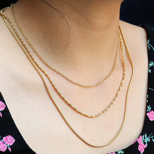 Wholesale Stainless Steel Plated U Shaped Stacked Women's Clavicle Necklace