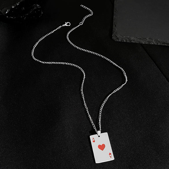 Wholesale Stainless Steel Playing Card Geometric Style Electroplated Unisex Necklace Pendant