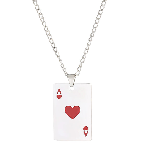 Wholesale Stainless Steel Playing Card Geometric Style Electroplated Unisex Necklace Pendant